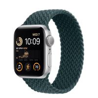 Apple Watch Series SE 2022 44мм серебристый корпус из алюминия и ремешок Braided Solo Loop Rainforest