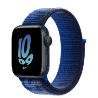 Apple Watch Series SE 2022 40мм корпус из алюминия "полночь" и ремешок Nike Sport Loop Game Royal Midnight Navy