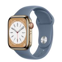 Apple Watch Series 8 45мм золотой корпус из нержавеющей стали и ремешок Sport Band Slate Blue