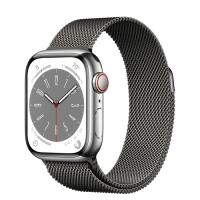 Apple Watch Series 8 45мм серебристый корпус из нержавеющей стали и ремешок Milanese Loop Graphite