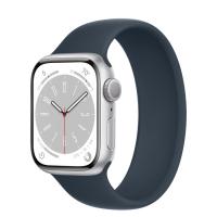 Apple Watch Series 8 45мм серебристый корпус из алюминия и ремешок Solo Loop Storm Blue