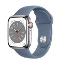 Apple Watch Series 8 45мм серебристый корпус из нержавеющей стали и ремешок Sport Band Slate Blue