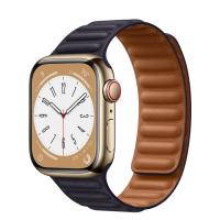 Apple Watch Series 8 45мм золотой  корпус из нержавеющей стали и ремешок Leather Link Ink
