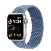 Apple Watch Series SE 2022 44мм серебристый корпус из алюминия и ремешок Braided Solo Loop Slate Blue