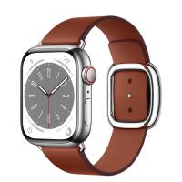 Apple Watch Series 8 41мм серебристый корпус из нержавеющей стали и ремешок Modern Buckle Umber