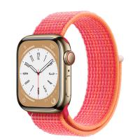 Apple Watch Series 8 45мм золотой корпус из нержавеющей стали и ремешок Sport Loop Red