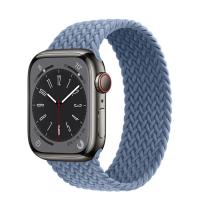 Apple Watch Series 8 41мм графитовый корпус из нержавеющей стали и ремешок Braided Solo Loop Slate Blue