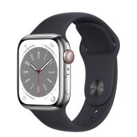 Apple Watch Series 8 41мм серебристый корпус из нержавеющей стали и ремешок Sport Band Midnight