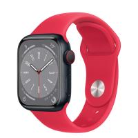 Apple Watch Series 8 45мм корпус из алюминия "полночь" и ремешок Sport Band Red