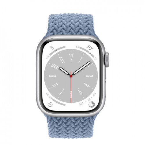 Apple Watch Series 8 45мм серебристый корпус из алюминия и ремешок Braided Solo Loop Slate Blue