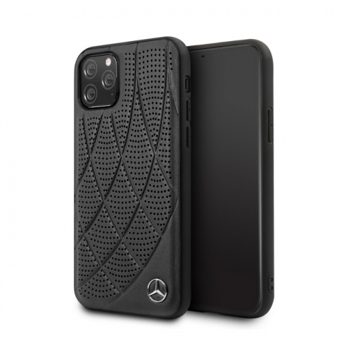 Чехол-накладка для iPhone 11/11Pro/11ProMax Mercedes Bow Quilted/perforated Hard Leather, Black