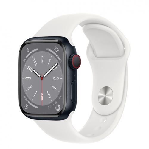 Apple Watch Series 8 45мм корпус из алюминия "полночь" и ремешок Sport Band White