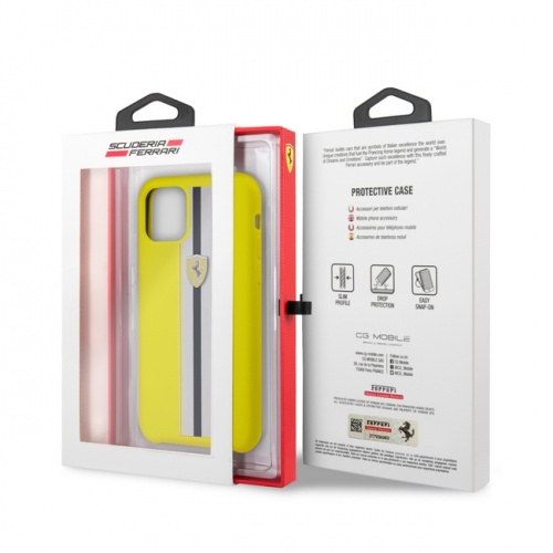 Чехол Ferrari SIlicone Case On Track & Stripes для iPhone 11/11Pro/11ProMax, желтый