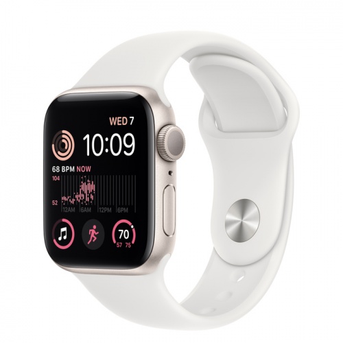 Apple Watch Series SE 2022 44мм корпус из алюминия "сияющая звезда" и ремешок Sport Band White
