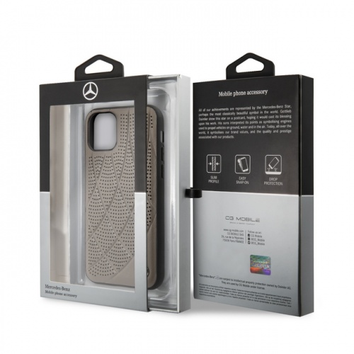 Чехол Mercedes Urban Smooth perforated Hard для iPhone 11/11Pro/11ProMax, коричневый