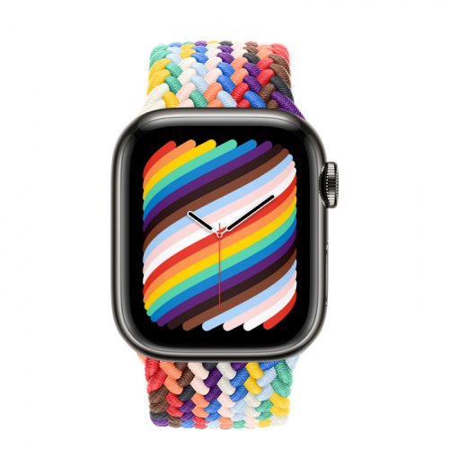 Apple Watch Series 8 41мм графитовый корпус из нержавеющей стали и ремешок Braided Solo Loop Pride Edition