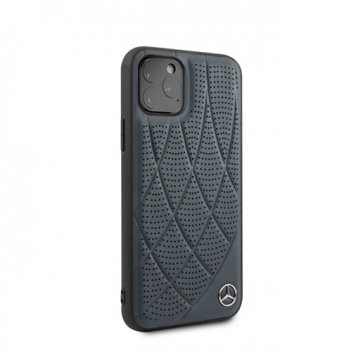 Кожаный чехол Mercedes Bow Quilted perforated Hard для iPhone 11/11Pro/11ProMax, синий