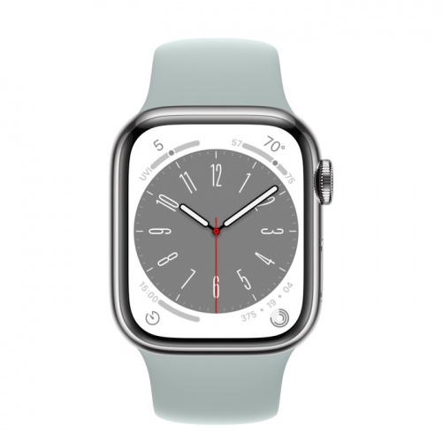 Apple Watch Series 8 45мм серебристый корпус из нержавеющей стали и ремешок Sport Band Succulent