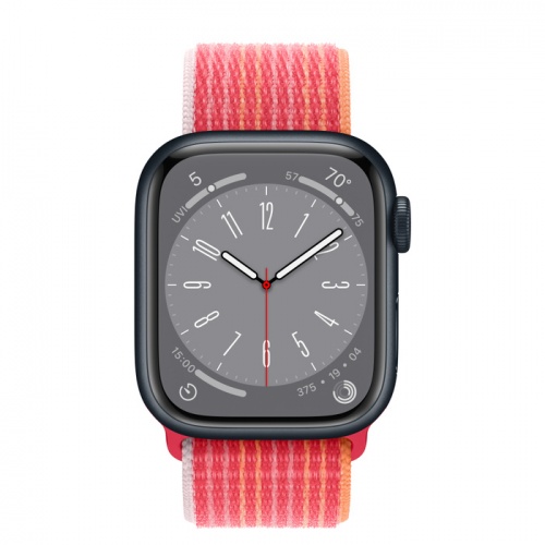 Apple Watch Series 8 45мм корпус из алюминия "полночь" и ремешок Sport Loop Red