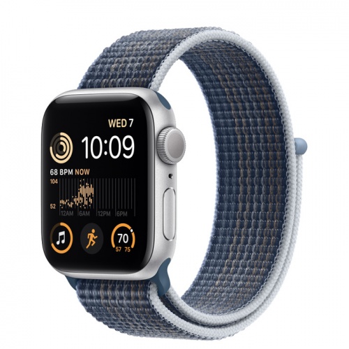 Apple Watch Series SE 2022 40мм серебристый корпус из алюминия и ремешок Sport Loop Storm Blue
