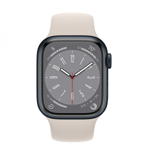 Apple Watch Series 8 45мм корпус из алюминия "полночь" и ремешок Sport Band Starlight