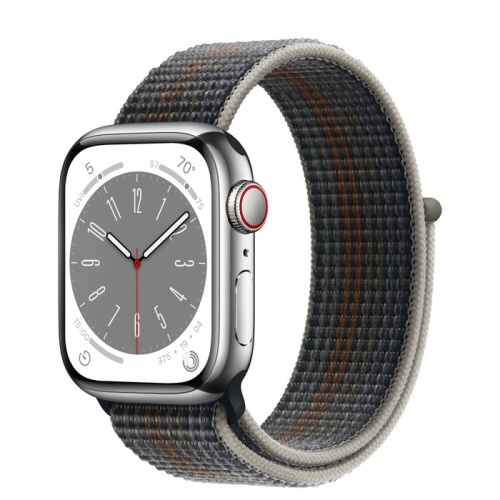 Apple Watch Series 8 41мм серебристый корпус из нержавеющей стали и ремешок Sport Loop Midnight