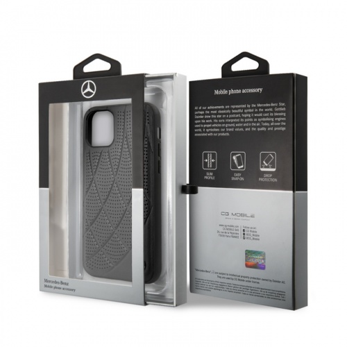 Чехол-накладка для iPhone 11/11Pro/11ProMax Mercedes Bow Quilted/perforated Hard Leather, Black