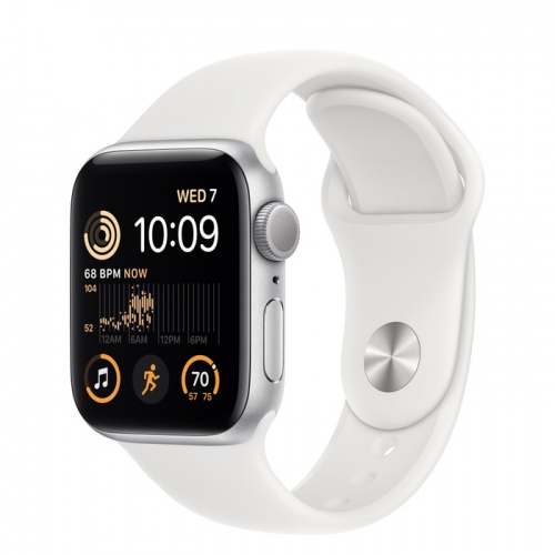 Apple Watch Series SE 2022 40мм серебристый корпус из алюминия и ремешок Sport Band White