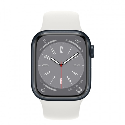 Apple Watch Series 8 41мм корпус из алюминия "полночь" и ремешок Sport Band White