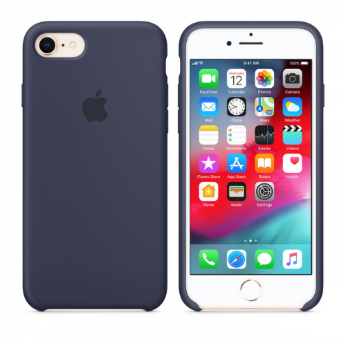 Силиконовый чехол для iPhone 8/7, тёмно-синий цвет