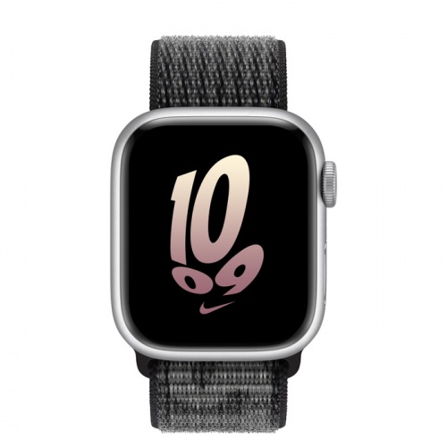 Apple Watch Series 8 45мм серебристый корпус из алюминия и ремешок Nike Sport Loop Black Summit White