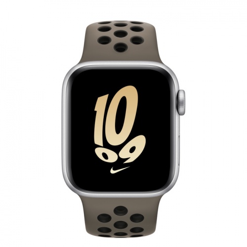 Apple Watch Series SE 2022 40мм серебристый корпус из алюминия и ремешок Nike Sport Band Olive Grey Black