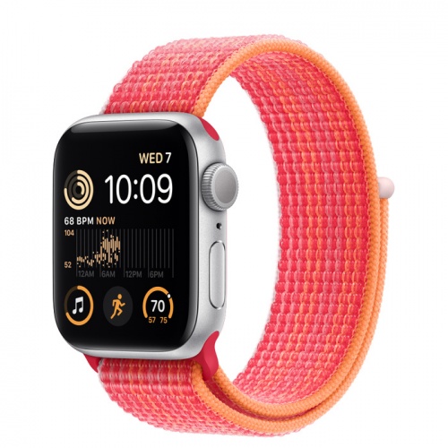 Apple Watch Series SE 2022 40мм серебристый корпус из алюминия и ремешок Sport Loop Red