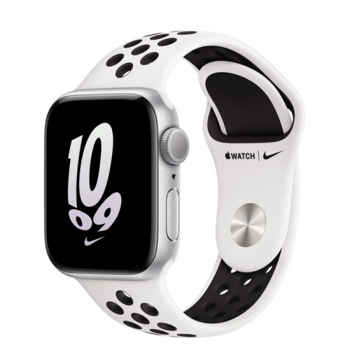 Apple Watch Series SE 2022 44мм серебристый корпус из алюминия и ремешок Nike Sport Band Summit White Black