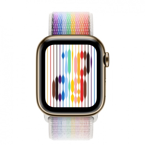 Apple Watch Series 8 45мм золотой корпус из нержавеющей стали и ремешок Sport Loop Pride Edition