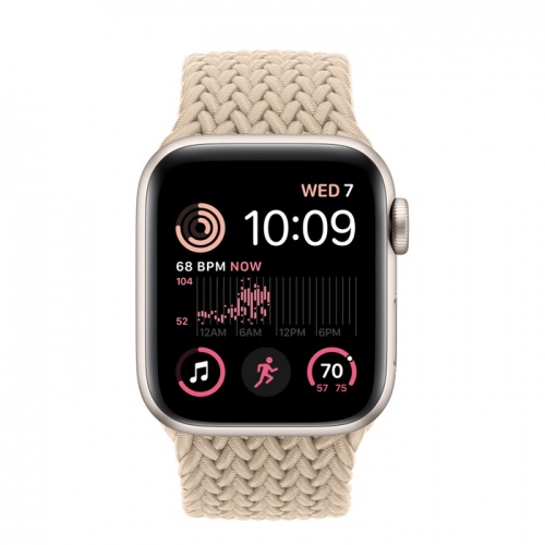 Apple Watch Series SE 2022 44мм корпус из алюминия "сияющая звезда" и ремешок Braided Solo Loop Beige