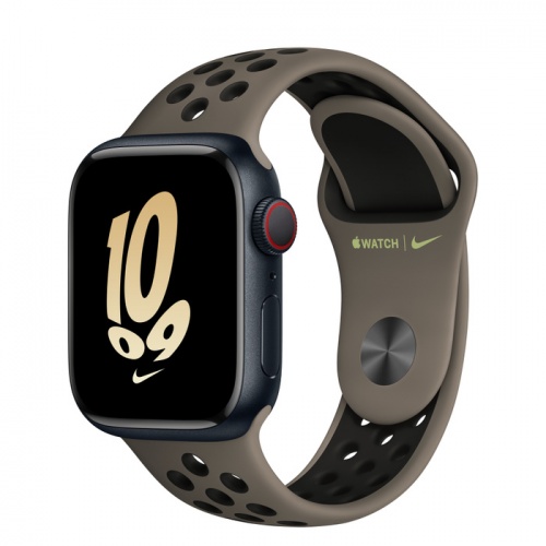 Apple Watch Series 8 45мм корпус из алюминия "полночь" и ремешок Nike Sport Band Olive Grey Black