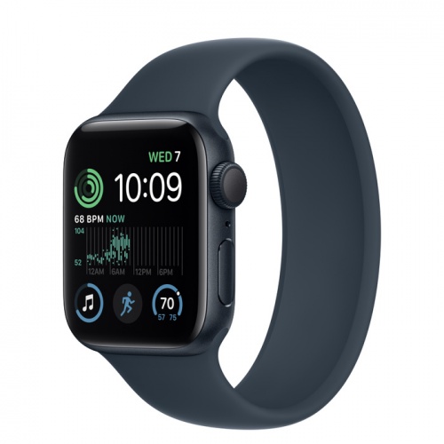 Apple Watch Series SE 2022 44мм корпус из алюминия "полночь" и ремешок Solo Loop Storm Blue
