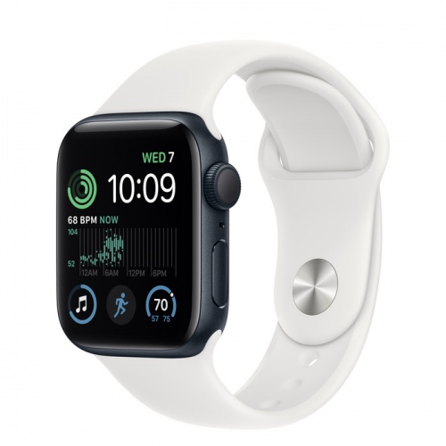 Apple Watch Series SE 2022 40мм корпус из алюминия "полночь" и ремешок Sport Band White