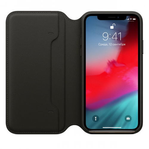 Кожаный чехол Folio для iPhone XS, чёрный цвет