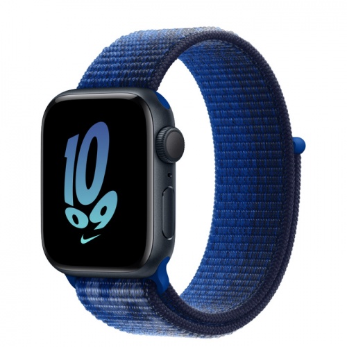 Apple Watch Series SE 2022 40мм корпус из алюминия "полночь" и ремешок Nike Sport Loop Game Royal Midnight Navy