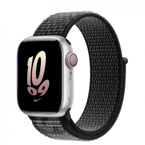 Apple Watch Series 8 45мм серебристый корпус из алюминия и ремешок Nike Sport Loop Black Summit White