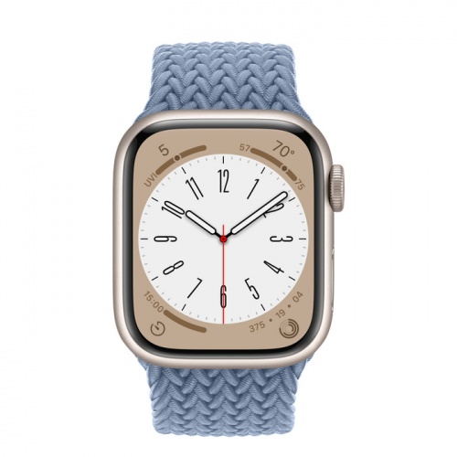 Apple Watch Series 8 45мм корпус из алюминия "сияющая звезда" и ремешок Braided Solo Loop Slate Blue