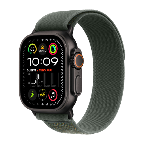 Apple Watch Ultra 2, цвет корпуса Black, ремешок Trail Loop, цвет Green, размеры S/M/L