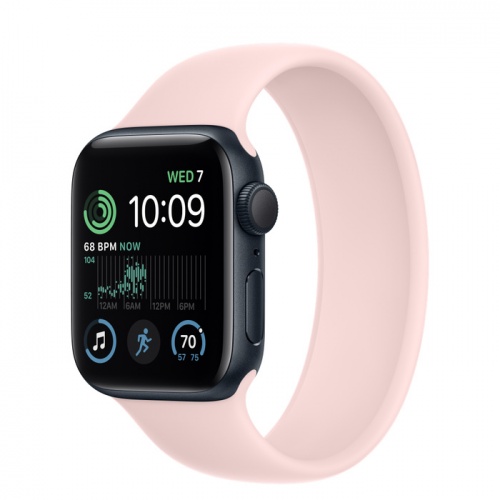 Apple Watch Series SE 2022 40мм корпус из алюминия "полночь" и ремешок Solo Loop Chalk Pink