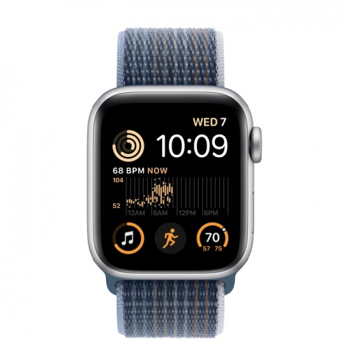 Apple Watch Series SE 2022 40мм серебристый корпус из алюминия и ремешок Sport Loop Storm Blue