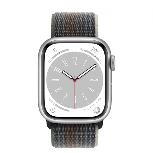 Apple Watch Series 8 45мм серебристый корпус из алюминия и ремешок Sport Loop Midnight