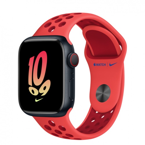 Apple Watch Series 8 45мм корпус из алюминия "полночь" и ремешок Nike Sport Band Bright Crimson Gym Red