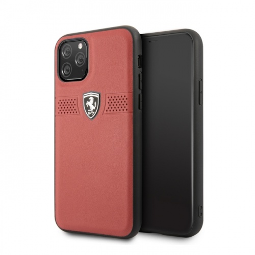 Кожаный чехол Ferrari Off-Track Perforated Horizontal Stripe для iPhone 11/11Pro/11ProMax, красный