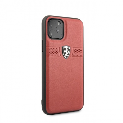Кожаный чехол Ferrari Off-Track Perforated Horizontal Stripe для iPhone 11/11Pro/11ProMax, красный